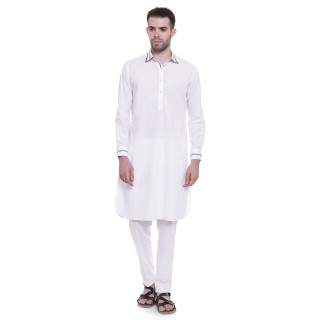 Pathani Dress -White Cotton Fabric