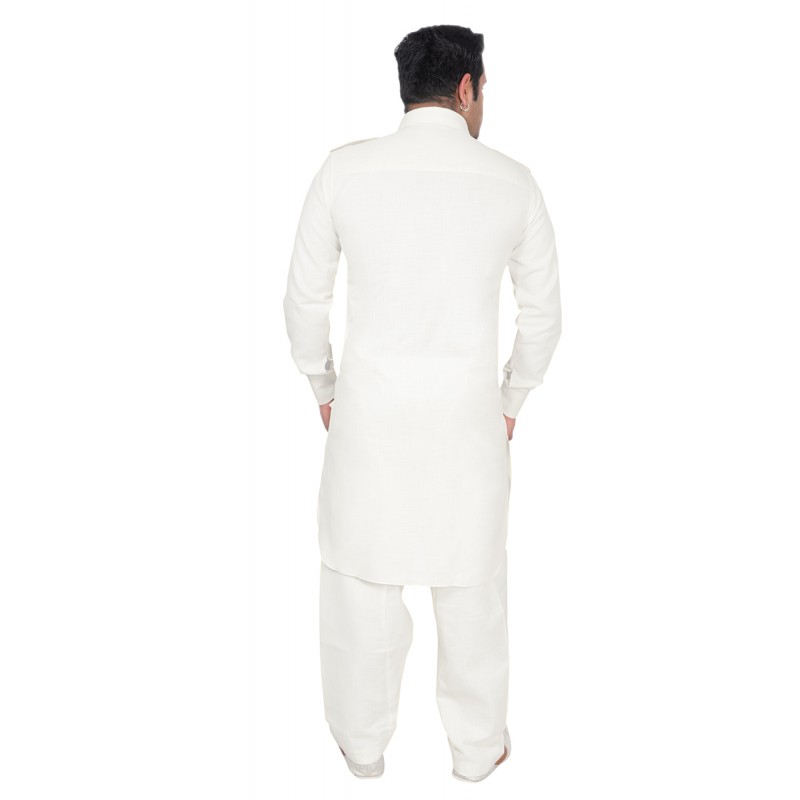 Festive White Pathani Set