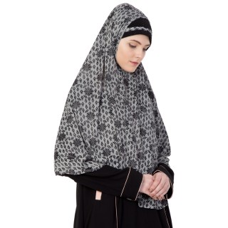 Prayer Hijab- Grey Printed