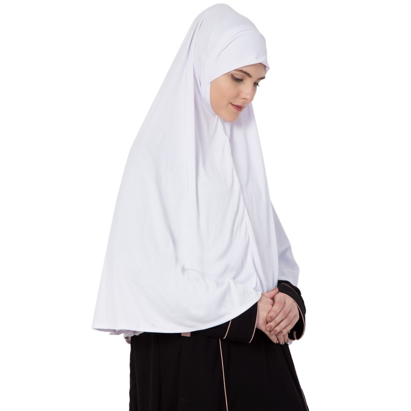 Prayer Hijab  online in India White Khimer Long Hijab  