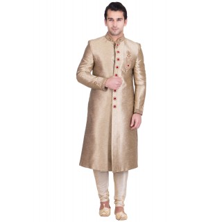  Classic Brown Colored Resham Sherwani