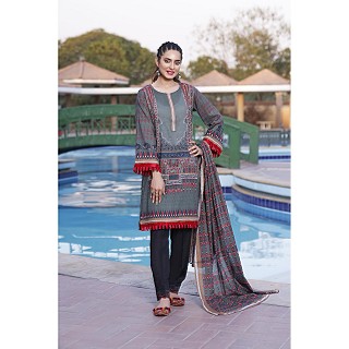 Raushan Bright Olive Unstitched Cotton Lawn Suits