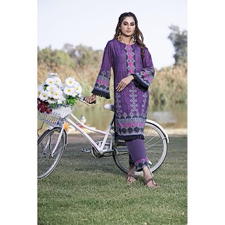 Raushan Blue Violet Printed Cotton Lawn Suits