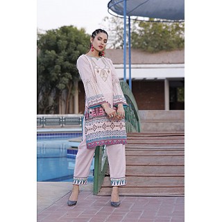 Raushan Coral Roseate Unstitched Pakistani Cotton Lawn Suits