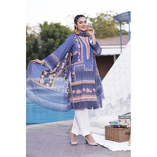 Raushan Frosted Violet Unstitched Cotton Lawn Suits 