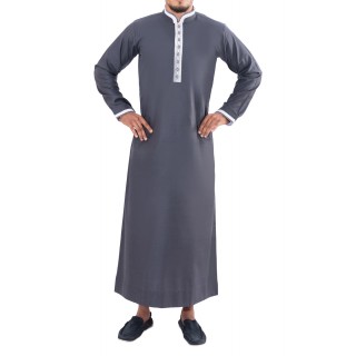 Fresh Arrival Jubbah- Ornate Grey And White