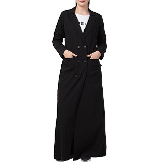 Full length Coat with front pockets- Black