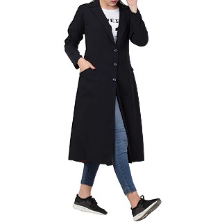 Knee length Coat for Women- Black