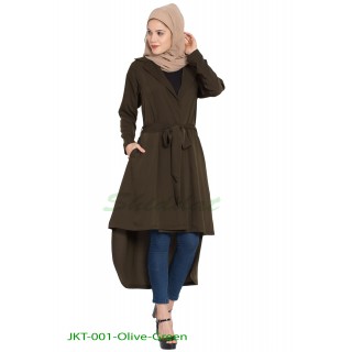 Long Jacket with a belt- Olive Green