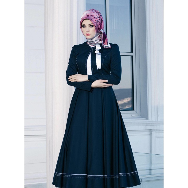 Navy Blue colored Irani Monto coat for women at shiddat