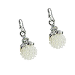 Silver Plated White Earrings