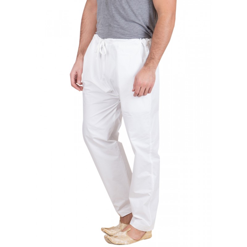 Mens Pajama online in India White colored in Cotton