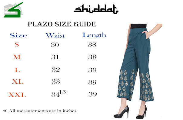 Plazo size chart